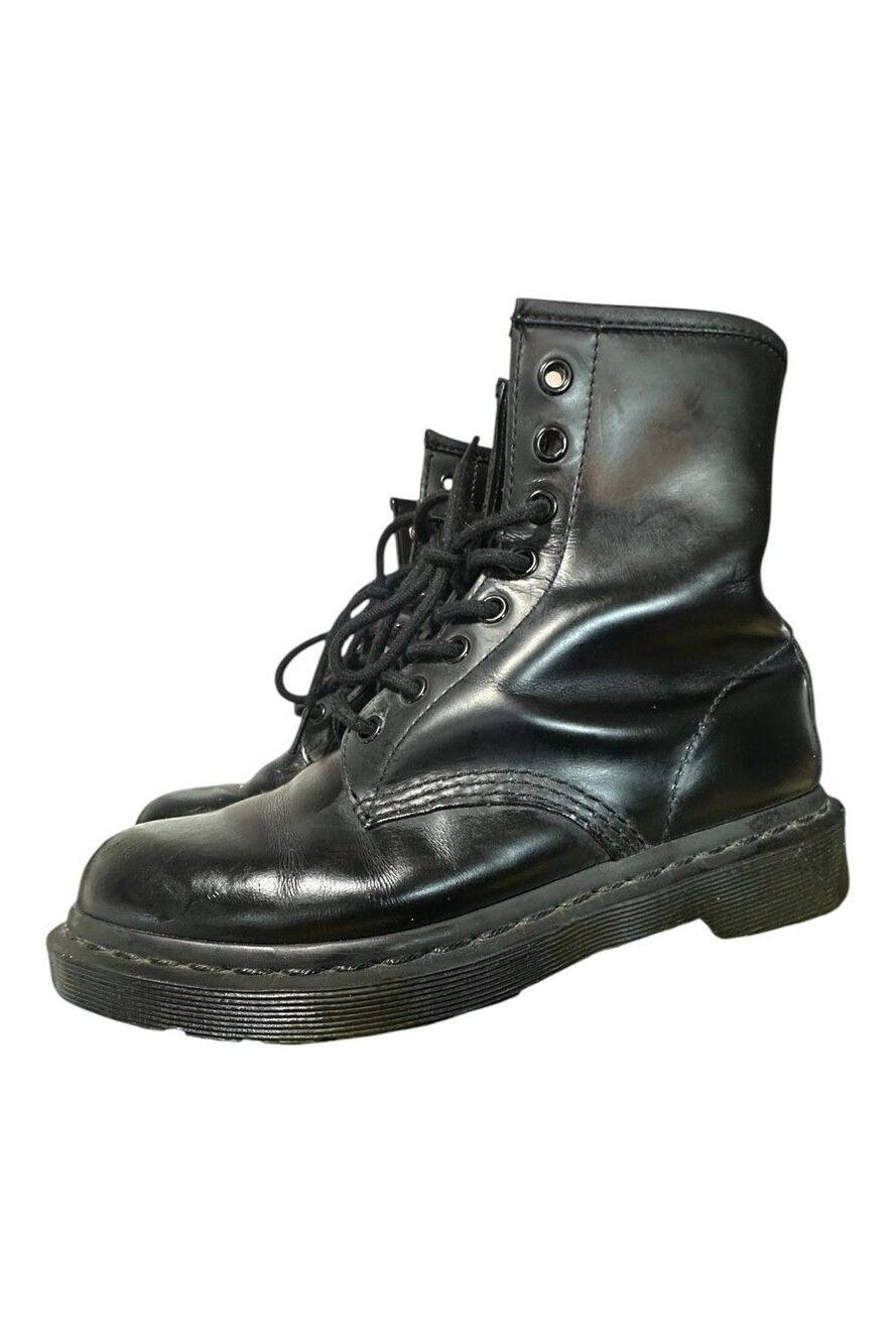 Dr. Martens 1460 Mono Combat Boots Black Leather Women's L7 M6 Goth Punk Grunge